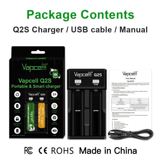 vapcell 18650, vapcell q2, vapcell charger
