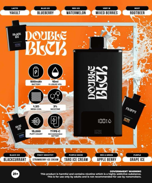 Double Black V2 15k Puffs Double / Black V2 Batt Compatible
