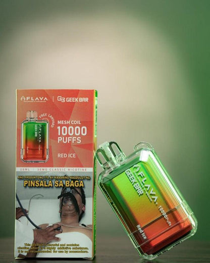 Flava geekbar, flava vape, flava disposable vape, flava 10000 puffs, flava geekbar red ice, flava geekbar watermelon smoothie, flava watermelon, flava front side, flava orange, flava green, flava red, flava geek bar