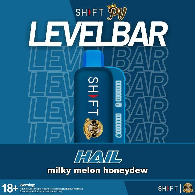 Shft Vape, Shft disposable, Shft disposable vape, Shft levelbar 10000 puffs, Shft levelbar hail, Shft levelbarmilky melon honeydew, Shft levelbar menthol, Shft levelbar blue, shft levelbar white, Shft levelbar front side, Shft levelbar moving indicator, shft international, shft vape, shft disposable, shft flavors, shft international, shft level bar, shft level bar front side, shft level bar closed-up, shft level bar