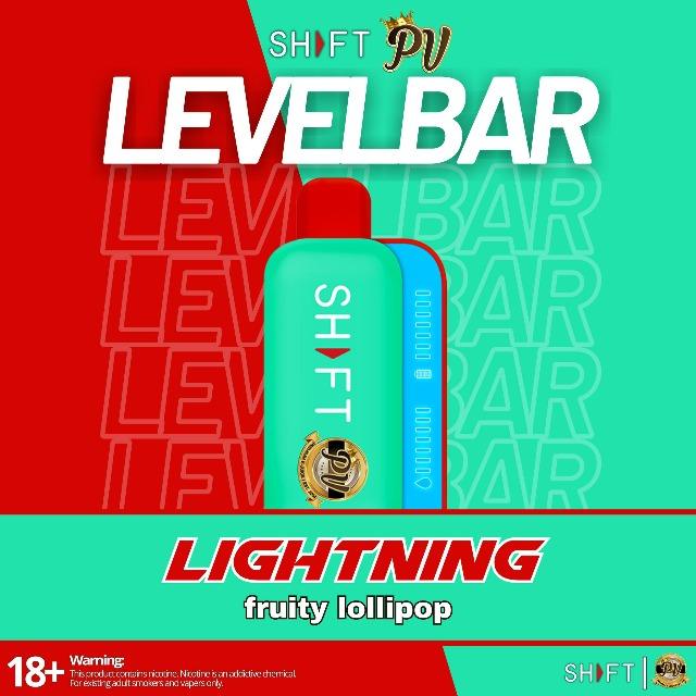 Shft Vape, Shft disposable, Shft disposable vape, Shft levelbar 10000 puffs, Shft levelbar menthol, Shft levelbar moving indicator, Shft levelbar lightning, Shft levelbar fruity lollipop, Shft levelbar red, shft levelbar blue, Shft levelbar front side, shft international, shft pasty vapor, shft vape, shft disposable, shft flavors, shft international, shft level bar, shft level bar front side, shft level bar closed-up, shft level bar