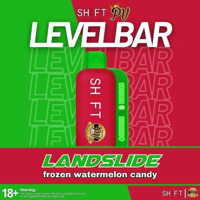 Shft Vape, Shft disposable, Shft disposable vape, Shft levelbar 10000 puffs, Shft levelbar menthol, Shft levelbar moving indicator, Shft levelbar landslide, Shft levelbar frozen watermelon candy, Shft levelbar red, shft levelbar green, Shft levelbar front side, shft international, shft pasty vapor, shft vape, shft disposable, shft flavors, shft international, shft level bar, shft level bar front side, shft level bar closed-up, shft level bar