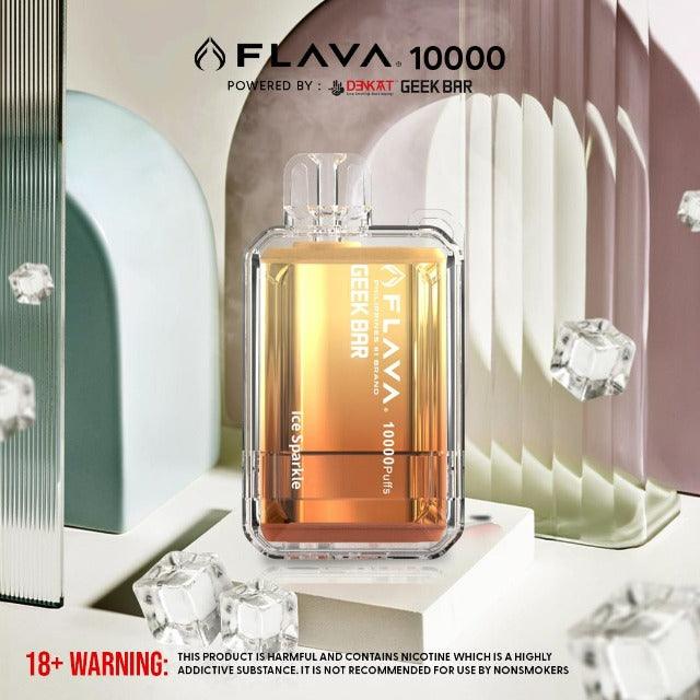 Flava geekbar, flava vape, flava disposable vape, flava 10000 puffs, flava geekbar ice sparkle, flava geekbar cola ice, flava front side, flava orange, flava yellow, flava geek bar