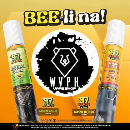 97 blends, 97 blends flavors, 97 blends avocado pistachio, 97 blends juice, 97 blends front side, 97 blends closed-up, 97 blends rear view, 97 blends review, 97 blends shopee, wvph vape shop, wvph online, wvph vs