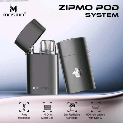 zipmo vape, zipmo pod, zipmo kit, zipmo refillable, zipmo facebook, zipmo front side, zipmo closed-up, zipmo black