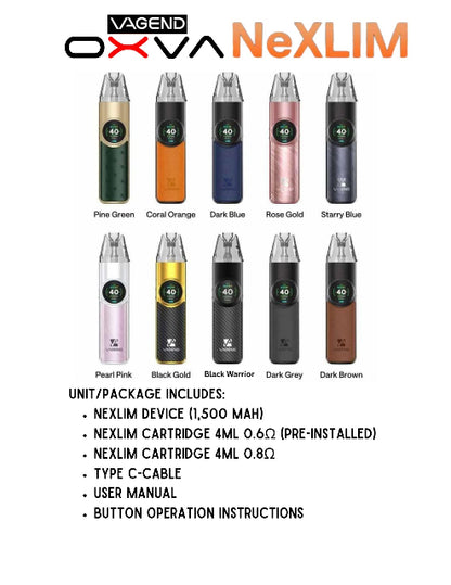 nexlim oxva, nexlim vagend, nexlim cartridge, nexlim colors, nexlim device, nexlim philippines