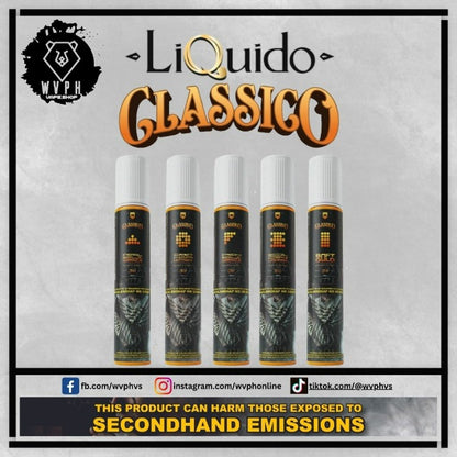 classico vape juice, classico ejuice, classico liquido, classico vape juice front side, classico liquido closed-up