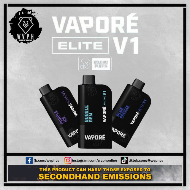 Vapore Elite V1 15k Puffs / Black V1 Batt Compatible